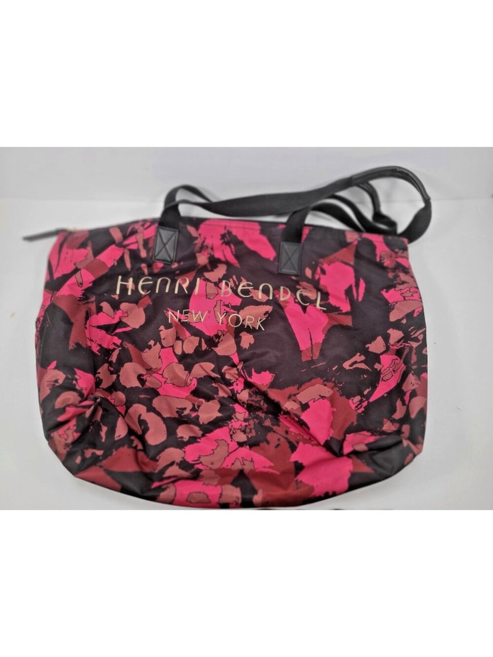 Henri Bendel Limited Edition Camo Floral Tote Should Bag Large Black Pink